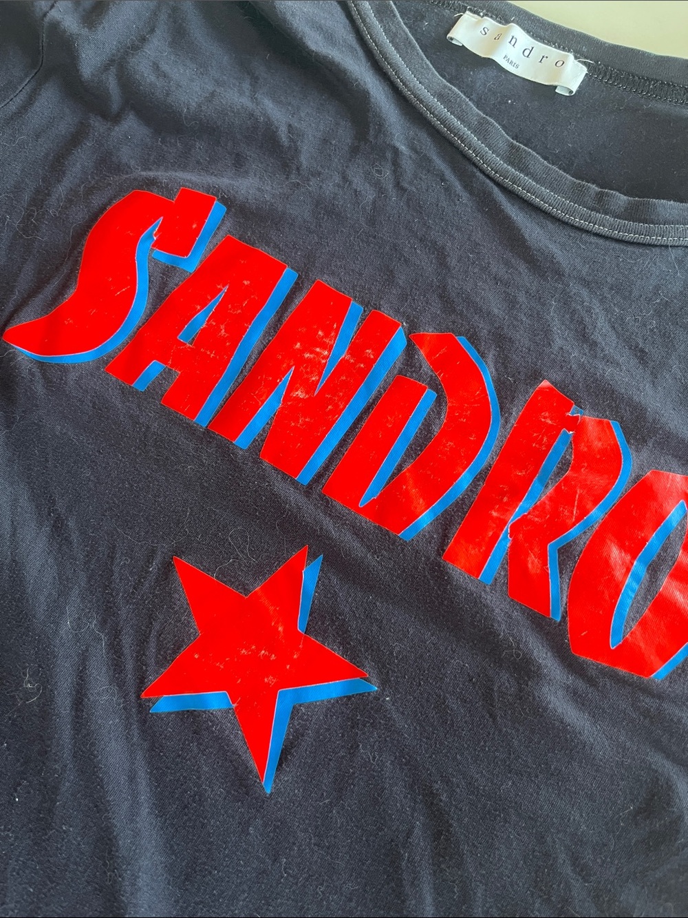 Sandro Navy T‑Shirt with Red Logo (Size 1) - Picture 3 of 10